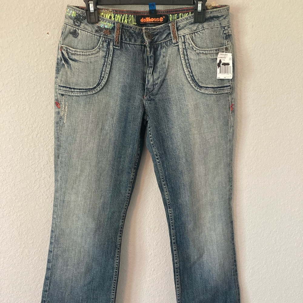 Vintage Dollhouse Jeans Tornado Wash New Dead Stock Women’s Size 11 Flare Leg